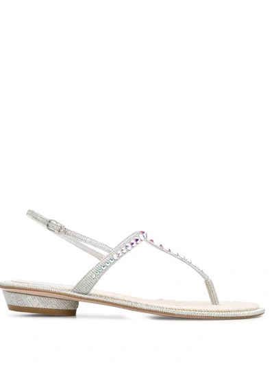 Le Silla Mabel Glittered Thong Sandals In Silver