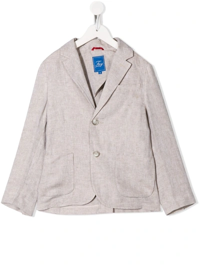 Fay Teen Textured Style Buttoned Blazer In Beige
