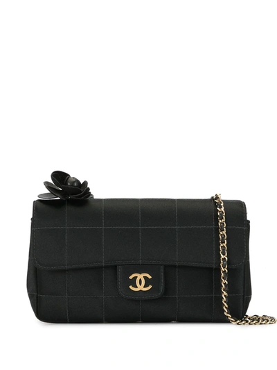 Pre-owned Chanel 2006 Choco Bar Camélia Shoulder Bag In Black