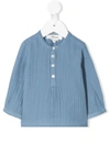 Bonpoint Babies' Long Sleeve Henley Top In Blue