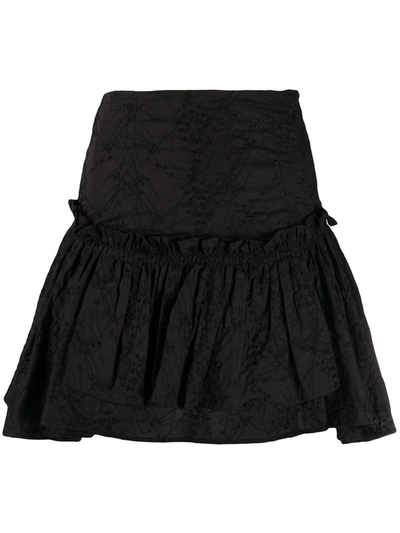 Wandering Flounce Ruffle Mini Skirt In Black