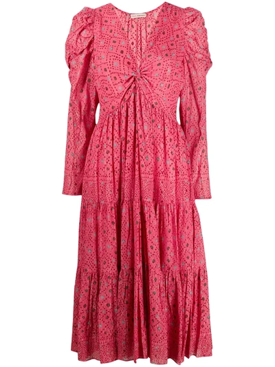 Ulla Johnson Diamond Print Flared Dress In Pink