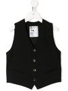 Paolo Pecora Kids' V-neck Single-breasted Waistcoat In Black