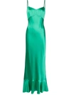 Saloni Strappy Slip Dress In Green