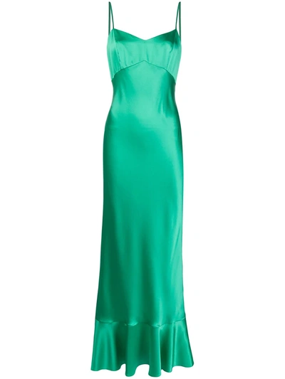 Saloni Strappy Slip Dress In Green