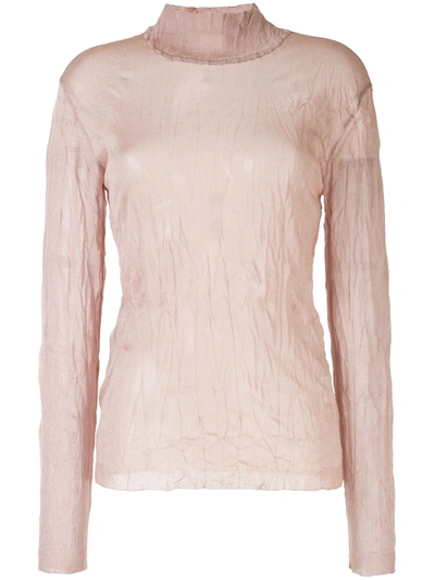 Y's Sheer Crinkle-effect Top In Pink