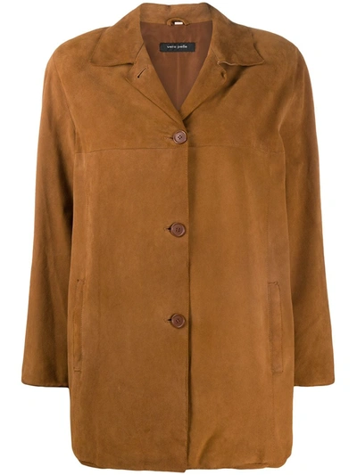 Pre-owned A.n.g.e.l.o. Vintage Cult 1990s Short Single-breasted Suede Coat In Brown