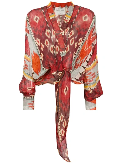 Forte Forte Printed Wrap-style Blouse In Red