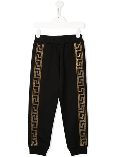Young Versace Kids' Crystal-embellished Joggers In Black