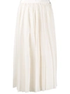 Sacai Midi Pleated Skirt In Neutrals