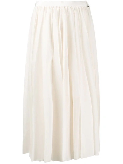 Sacai Midi Pleated Skirt In Neutrals