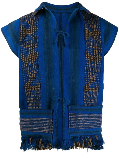 Pre-owned A.n.g.e.l.o. Vintage Cult 1970s Embroidered Vest In Blue