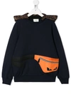 Fendi Teen Bag Bugs Bag Print Hoodie In Blue