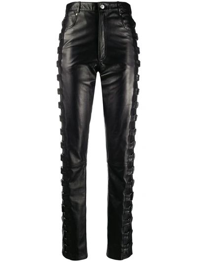 Manokhi Leather High Waisted Trousers In Black