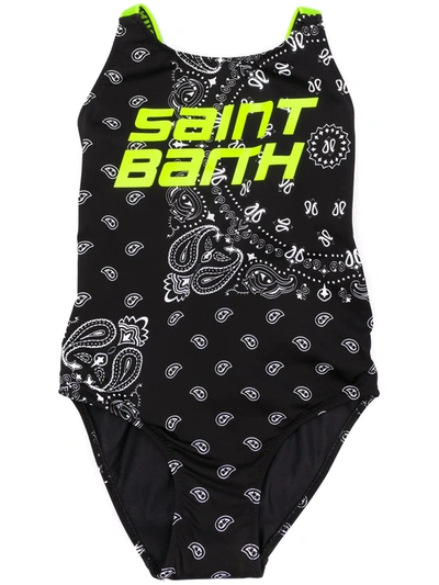Mc2 Saint Barth Kids' Martin Bandana-print Swimsuit In Black