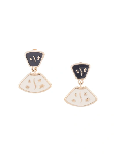 Pre-owned Givenchy 1980s Enamel Drop Earrings In White