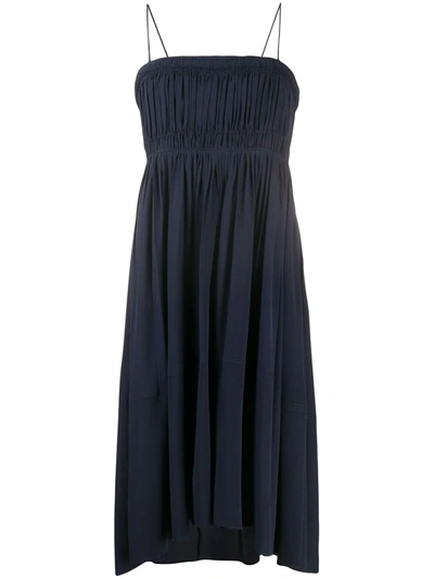 Chloé Smocked Asymmetric Dress In Blue