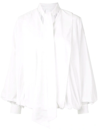 Valentino Bow-embellished Puff Sleeves Blouse In White