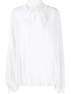 Valentino Pussy-bow V-neck Blouse In White