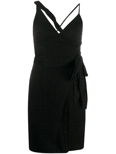 Nanushka Deja Asymmetric Wrap Dress In Black