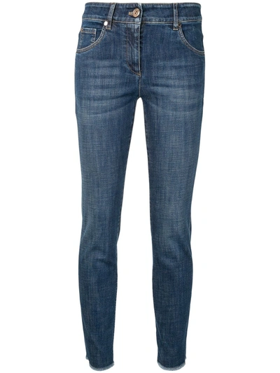 Brunello Cucinelli High Rise Slack Skinny Jeans In Blue