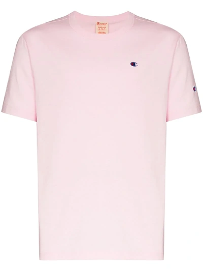 Champion Embroidered Logo Crew Neck T-shirt In Pink