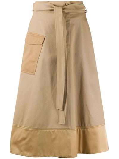 Pinko Tie-waist A-line Skirt In Neutrals