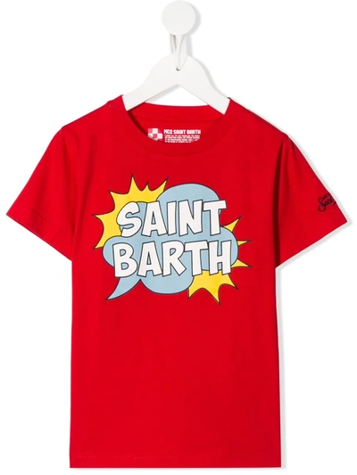 Mc2 Saint Barth Kids' Graphic-print Crew Neck T-shirt In Red