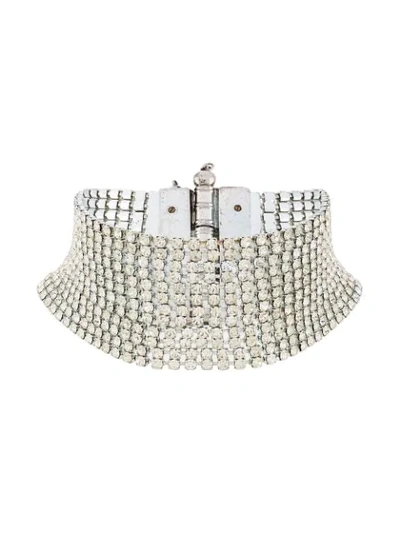 Pre-owned Gianfranco Ferre 2000s Embellished Choker Necklace In Silver