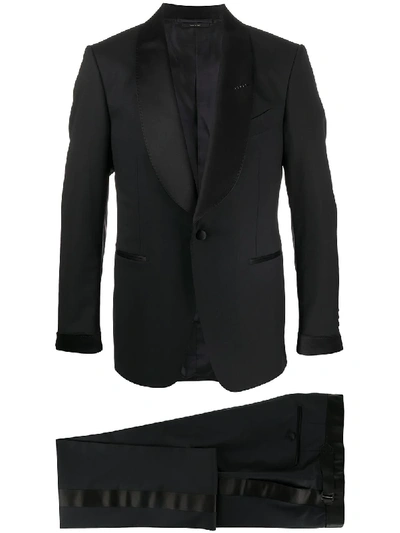 Tom Ford Satin Trim Two-piece Dinner Suit In Black