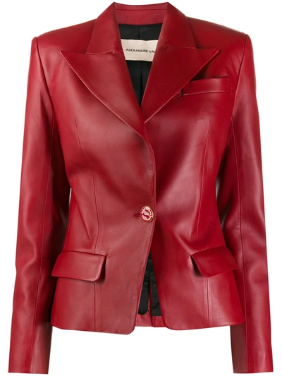 Alexandre Vauthier Single Breasted Leather Blazer In Red