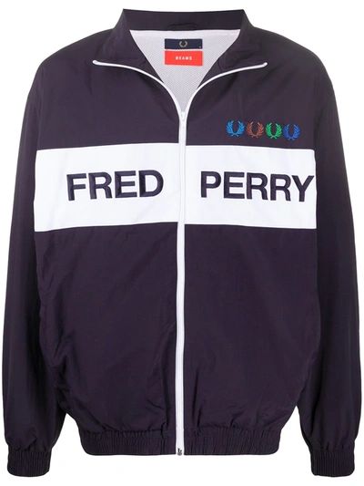 Fred Perry Embroidered Logo Shell Jacket In Blue