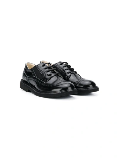 Montelpare Tradition Kids' Patent Round-toe Brogues In Black