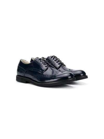 Montelpare Tradition Low-heel Lace-up Brogues In Blue
