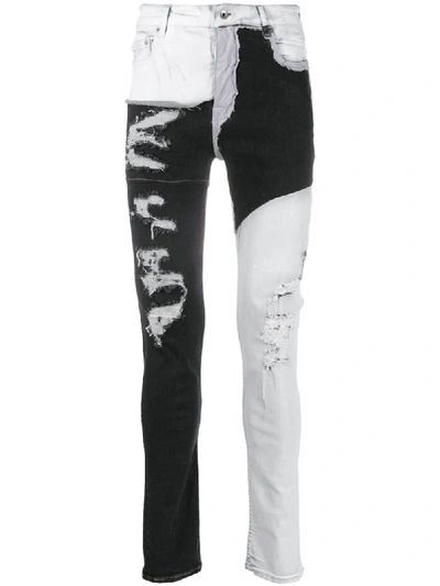 Rick Owens Drkshdw Ripped Contrast Panel Jeans In White
