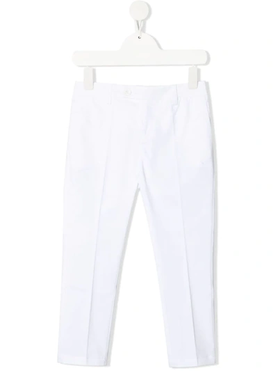 Dondup Teen Stretch-cotton Straight-leg Trousers In White