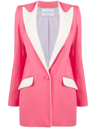 Hebe Studio Colour-block Fitted Blazer In Pink