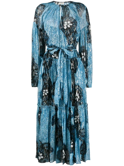 Ulla Johnson Indra Floral Print Dress In Blue