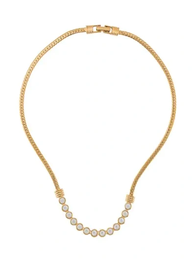 Pre-owned Susan Caplan Vintage 1980s Swarovski Necklace In Gold