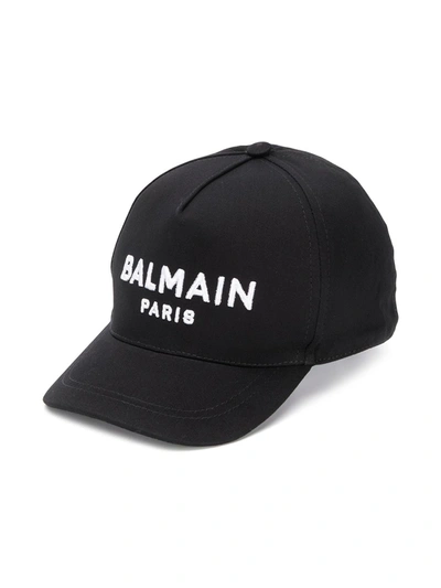 Balmain Kids' Embroidered Logo Baseball Cap In Black