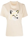 Maison Kitsuné Fox Head Appliqué T-shirt In Neutrals