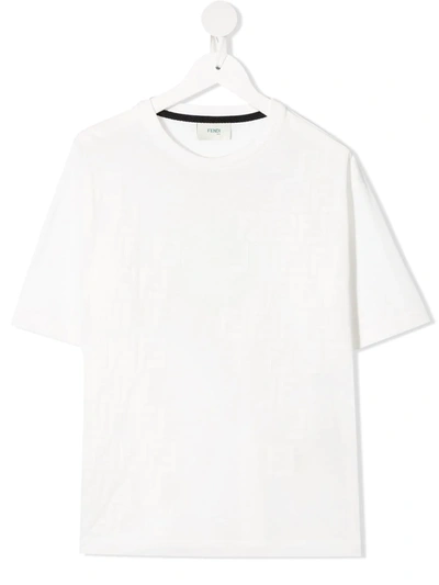 Fendi Kids' Ff Pattern T-shirt In White