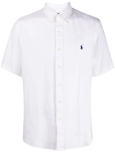 Polo Ralph Lauren Logo Embroidered Curved Hem Shirt In White