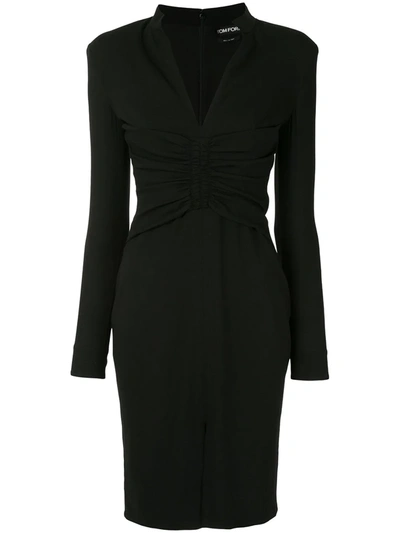 Tom Ford V-neck Fitted Dress In Black