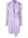 Tom Ford Sequin Tie Waist Dress In Purple