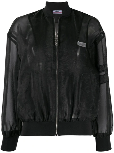 Gcds Sheer Panel Bomber Jacket In Black