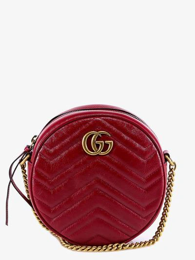 Gucci Gg Marmont Quilted Leather Mini Round Bag In Red