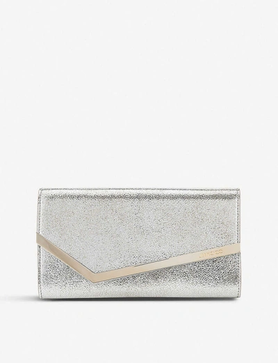 Jimmy Choo Womens Champagne Emmie Glitter Leather Clutch