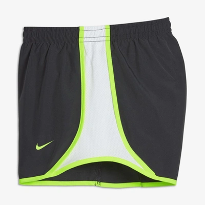 Nike Dri-fit Tempo Big Kids' Running Shorts In Anthracite,white,volt,volt