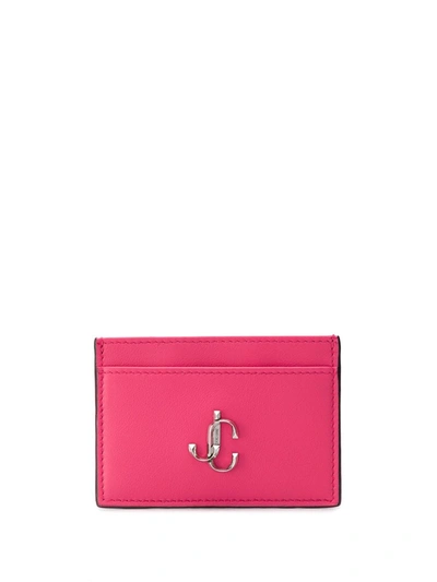 Jimmy Choo Umika Bubblegum Pink Calf Leather Card Holder In Fuchsia,pink